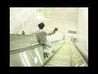 Super long escalator slide